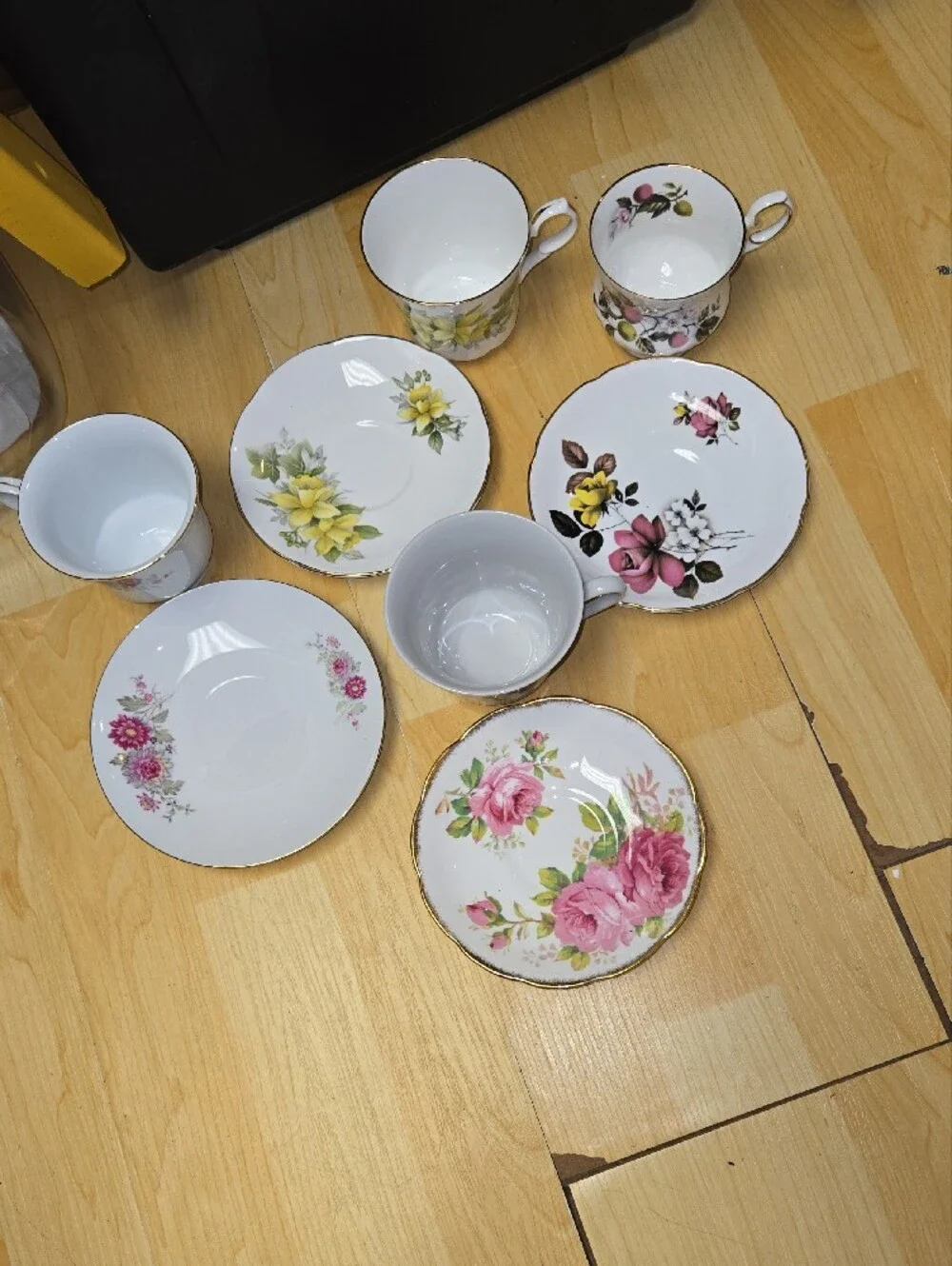 Vintage Fine Bone China Floral Teacup and Saucer Set